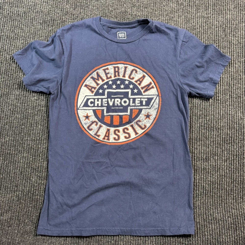 Chevrolet Mens S American Classic Graphic Tee Navy Blue GM Car Truck Racing